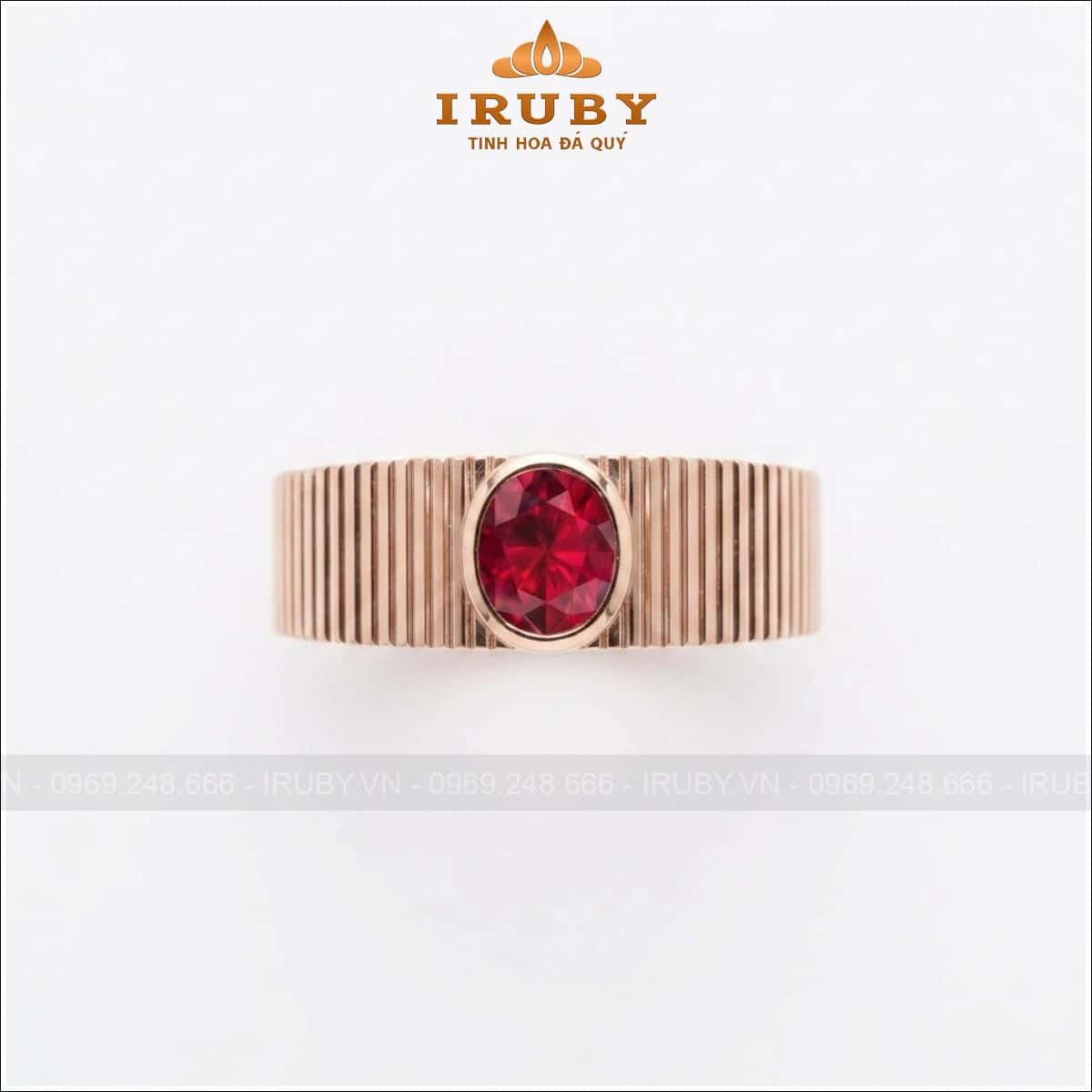 Nhẫn nam đá Ruby – Men’s Ruby ring oval shape – IRNA11