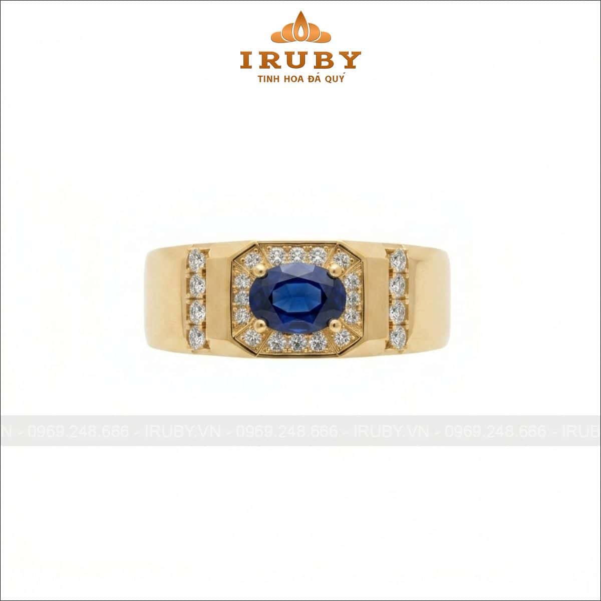 Nhẫn nam đá Sapphire xanh lam – Men’s Sapphire Ring – IRNA15