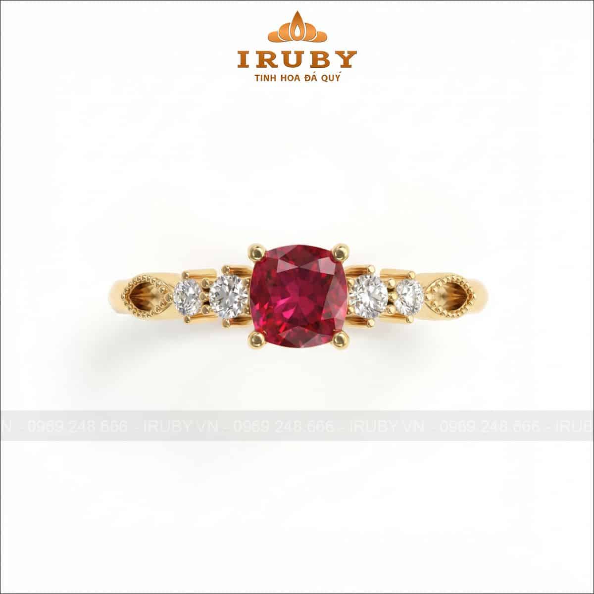 Nhẫn nữ đá Ruby cushion – Ruby ring cushion shape – IRNU91