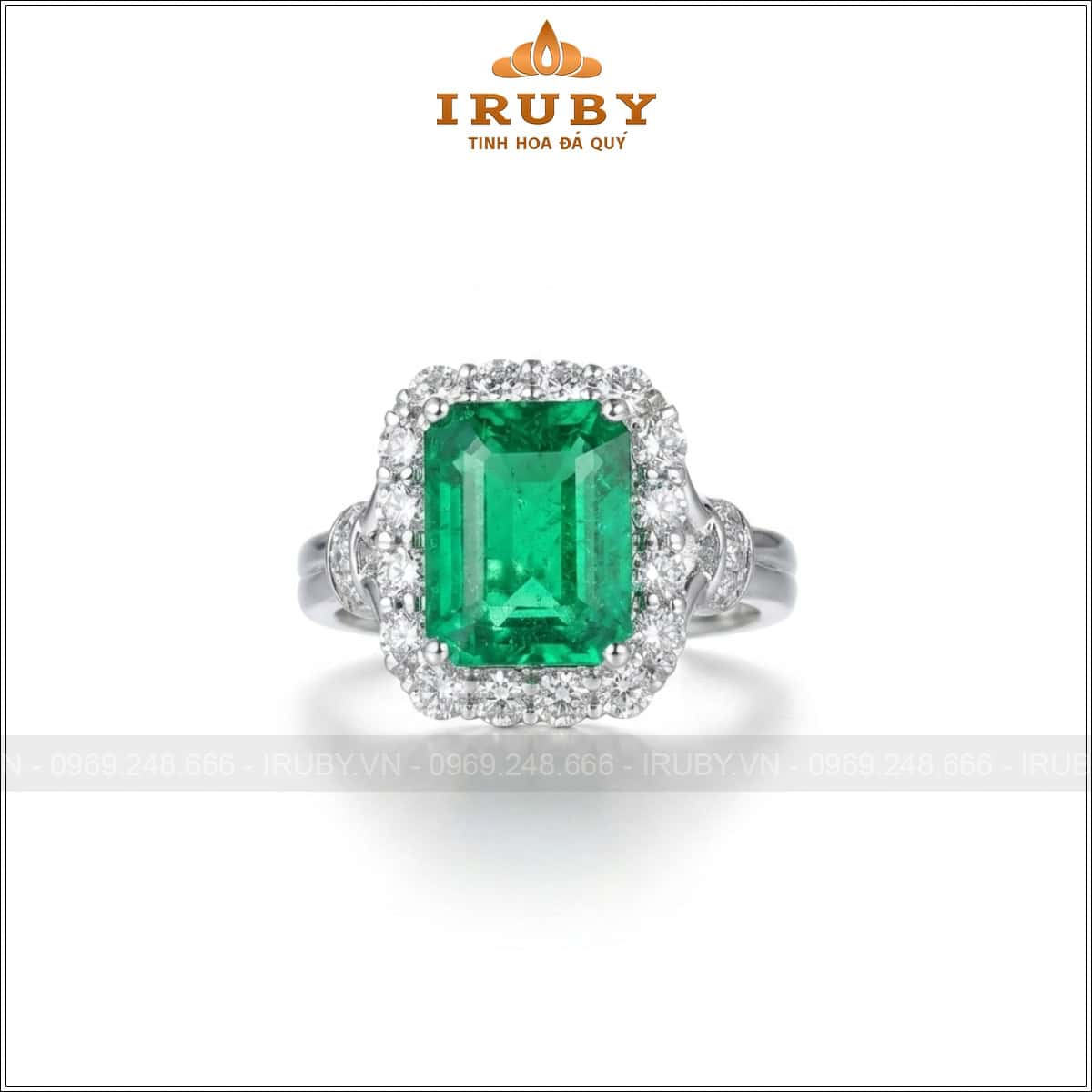 Nhẫn nữ Emerald xanh vivid 2,08ct kết kim cương – IREM199 2512100208