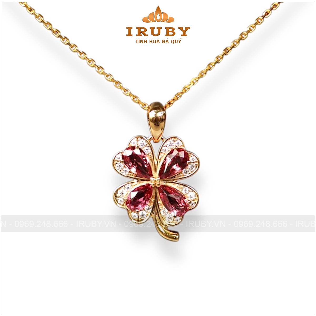 Dây chuyền Spinel thiết kế cỏ 4 lá – IRMD 26054