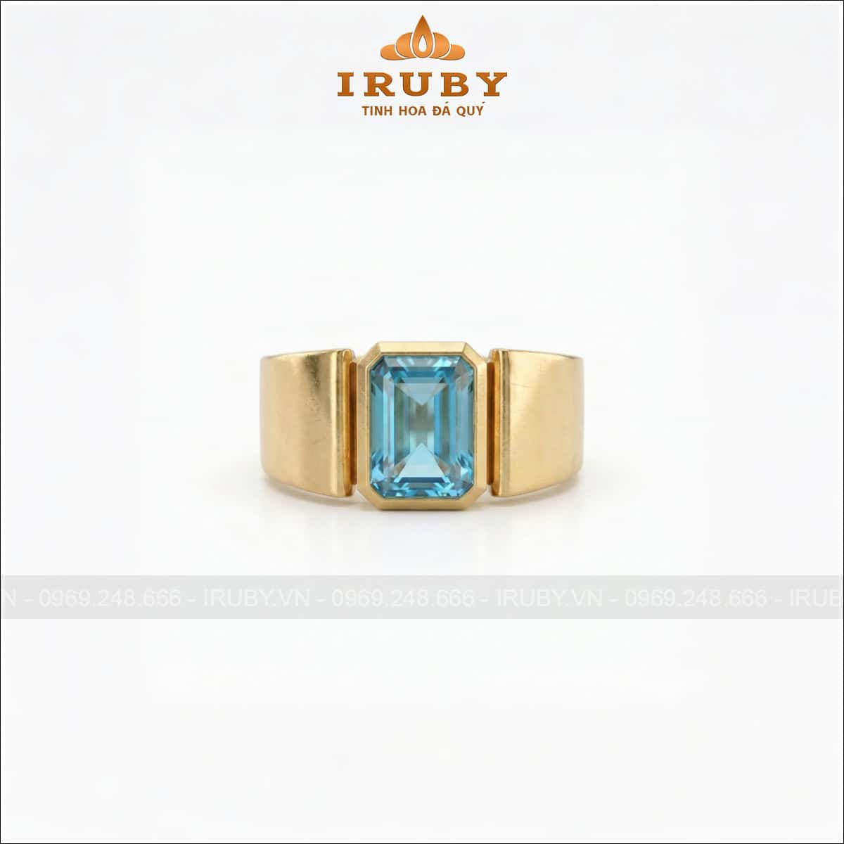 Nhẫn nam đá Aquamarine – Men’s Aquamarine Ring – IRNA31