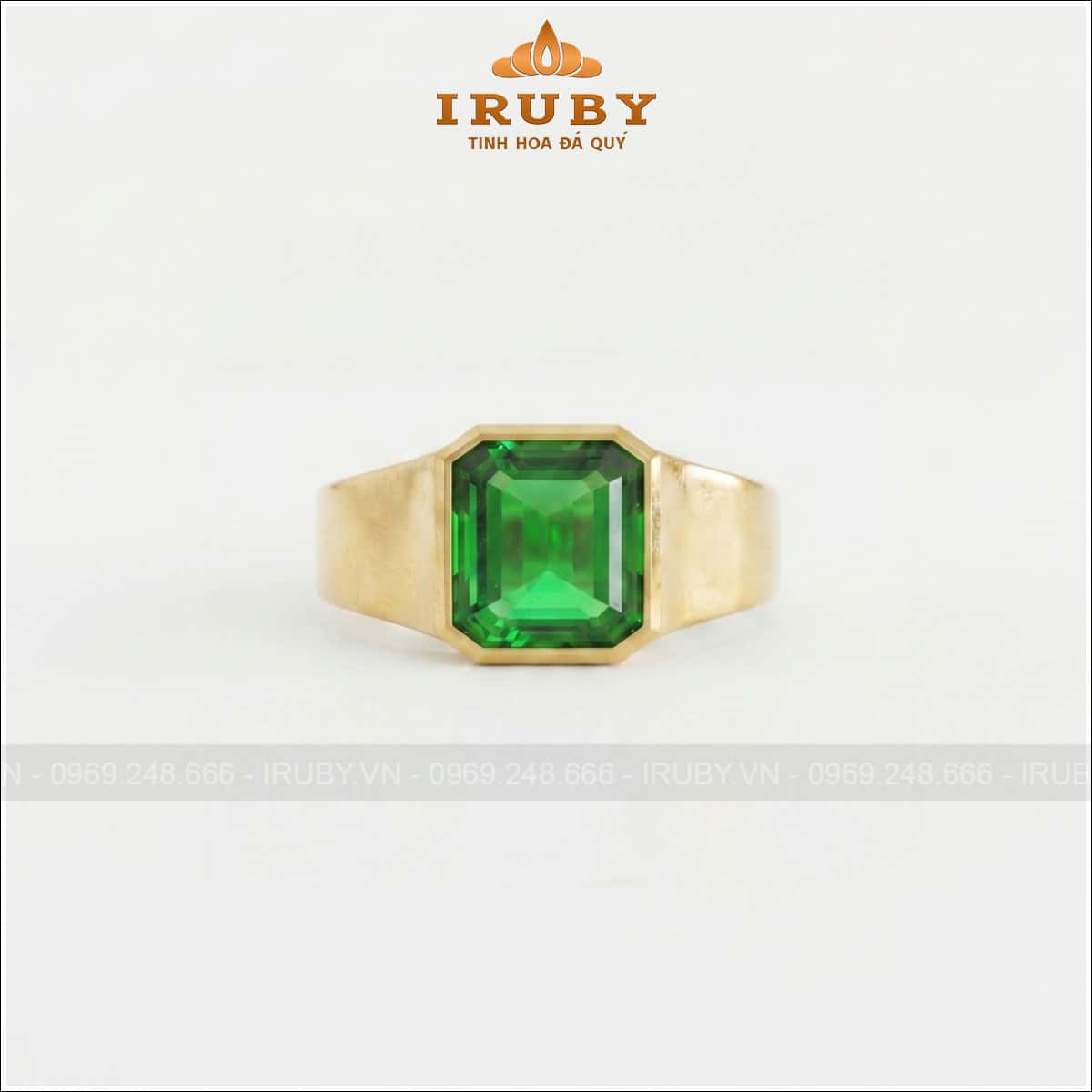 Nhẫn nam đá Emerald – inimalist Emerald Men’s Ring – IRNA29