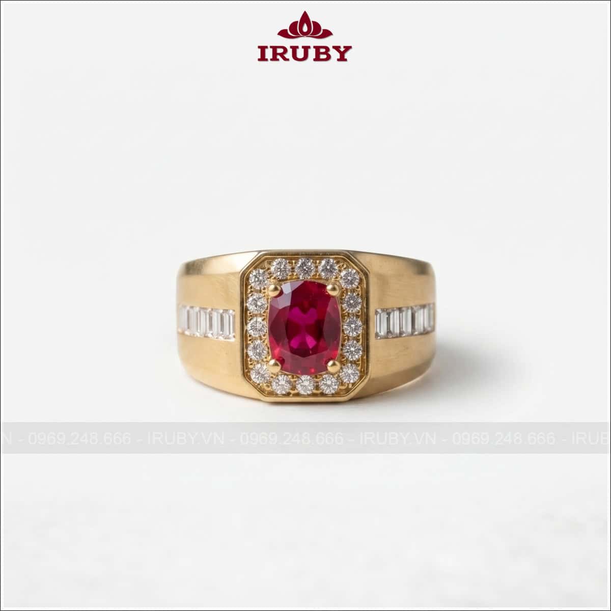 Nhẫn nam đá Garnet đỏ – Garnet ring men’s – IRNA55