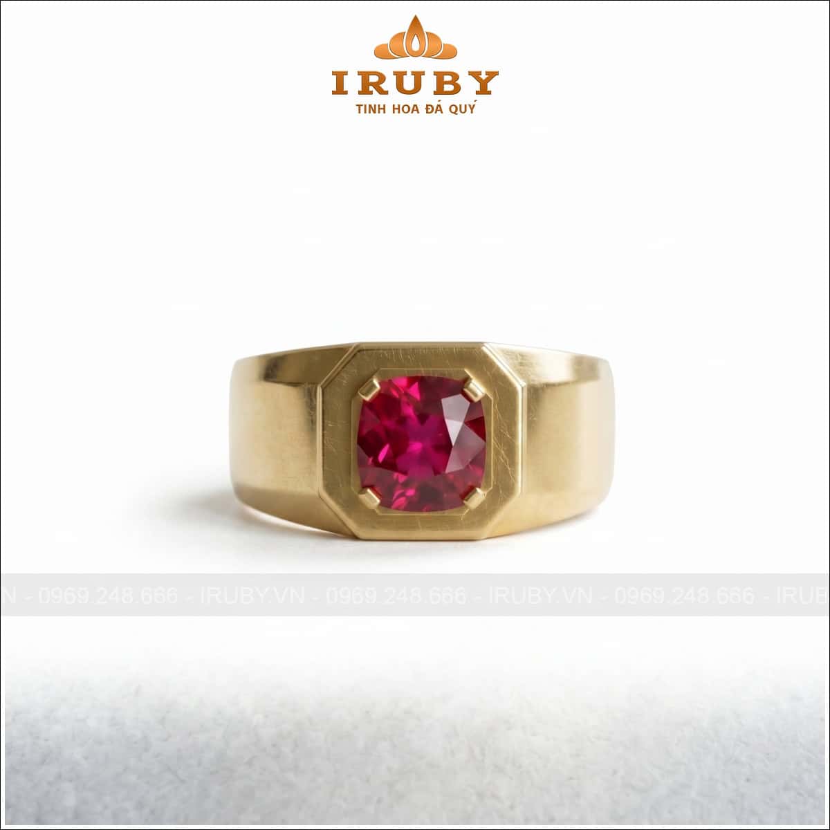 Nhẫn nam đá Ruby tối giản – Ruby ring men – IRNA35