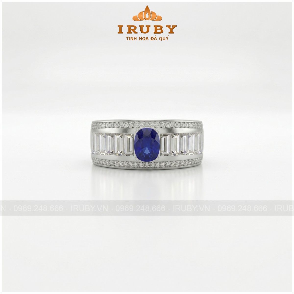 Nhẫn nam đá Sapphire – Men’s Blue Sapphire Ring – IRNA27