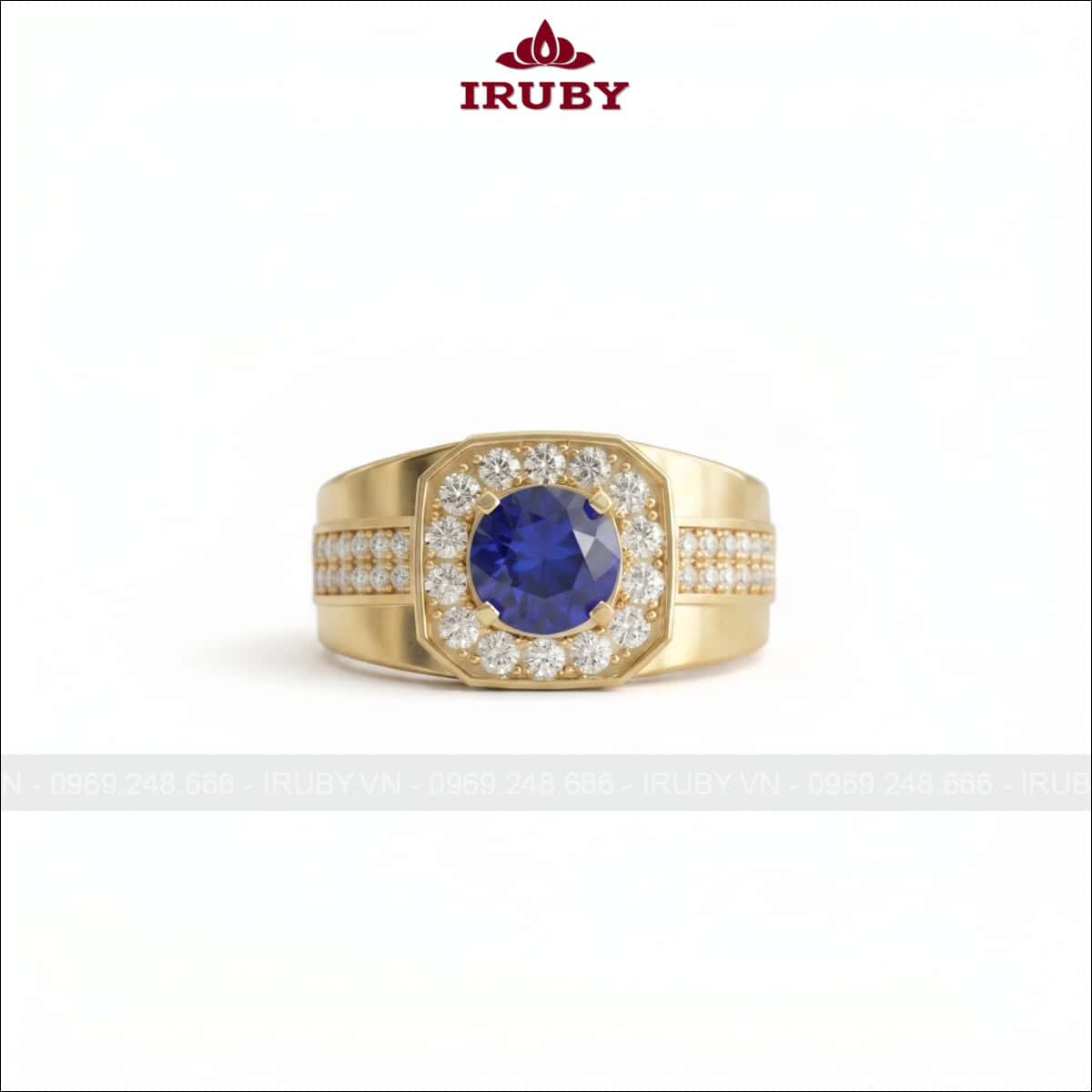 Nhẫn nam đá Sapphire xanh lam – Blue Sapphire ring men’s – IRNAA56