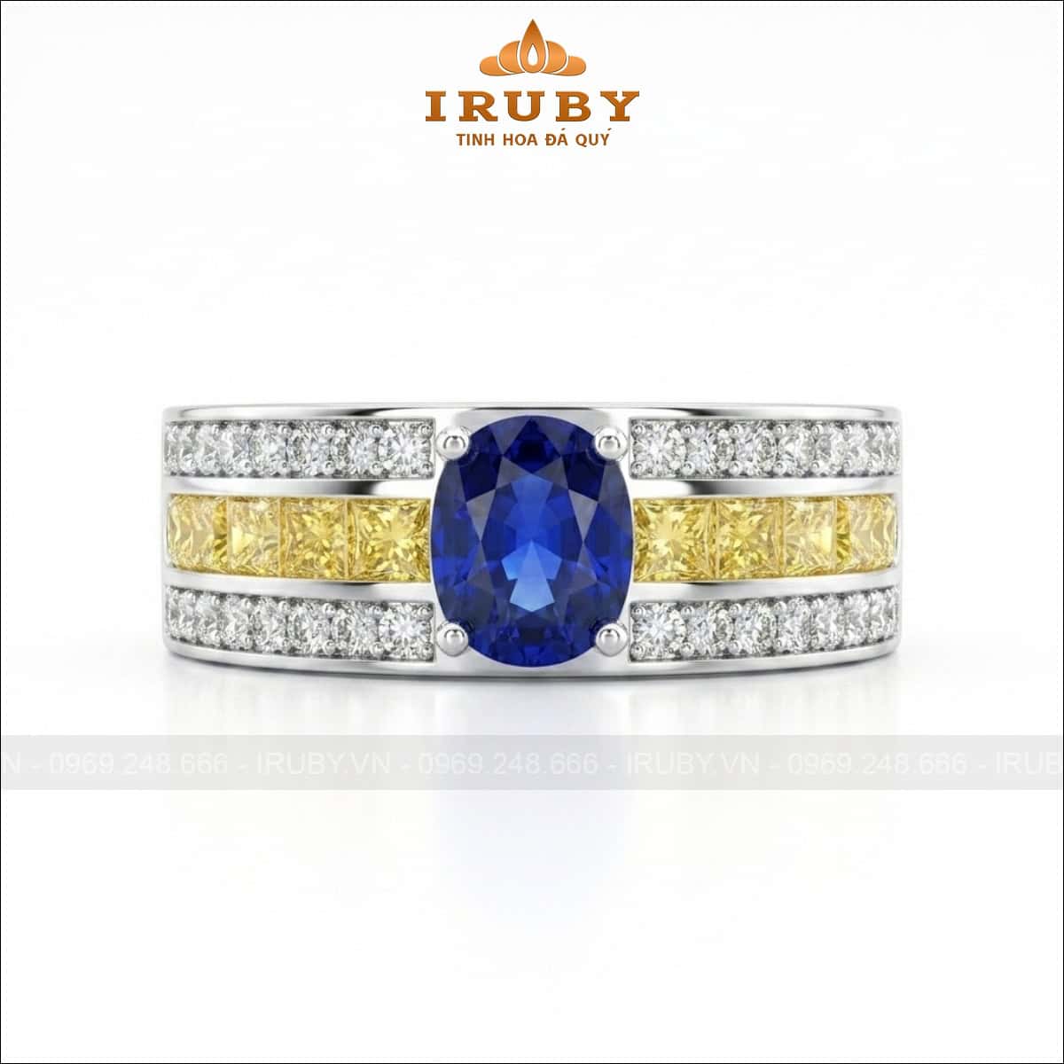 Nhẫn nam đá Sapphire xanh lam – Sapphirre blue ring men – IRNA39