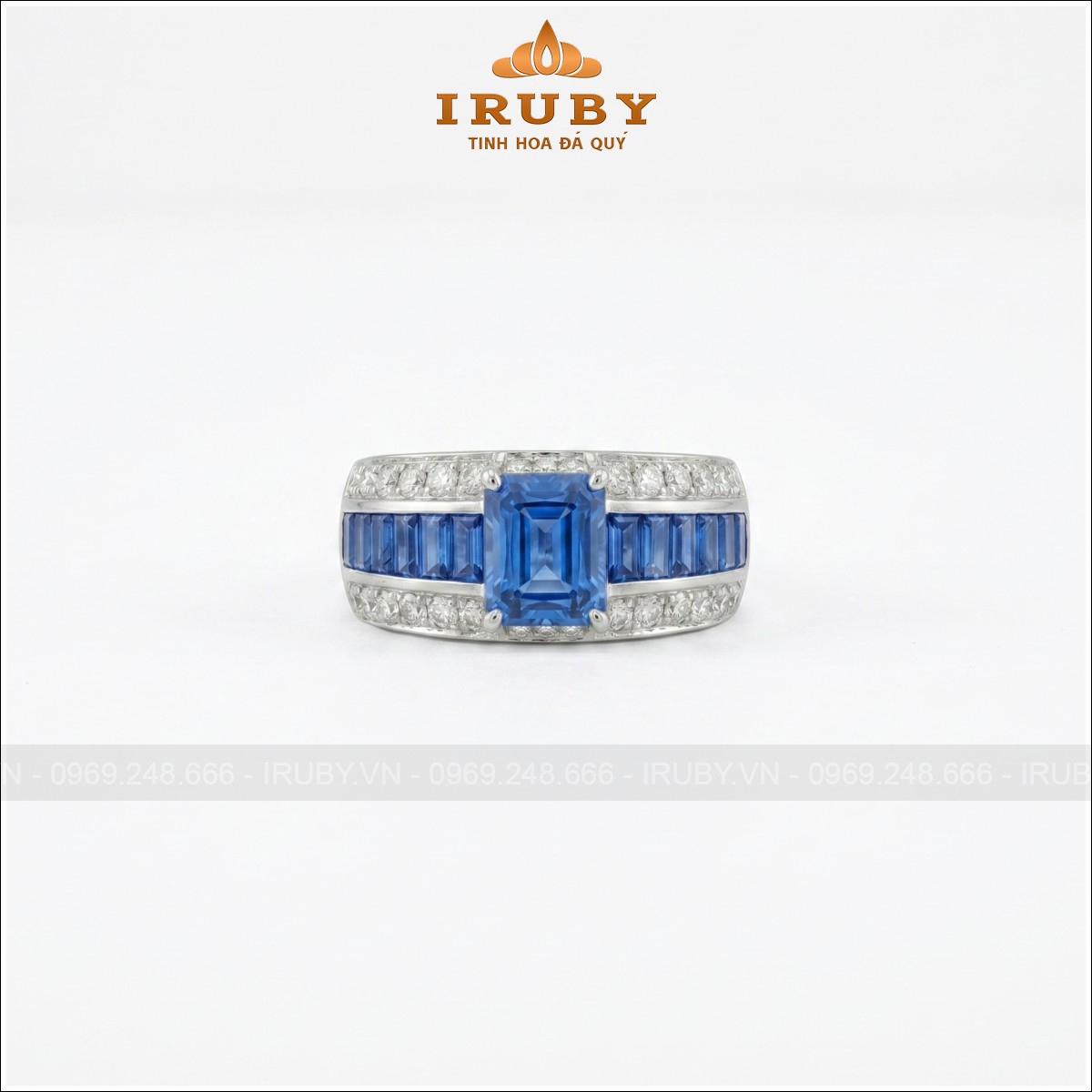 Nhẫn nam đá Sapphire xanh – Sapphire blue ring men’s – IRNA13