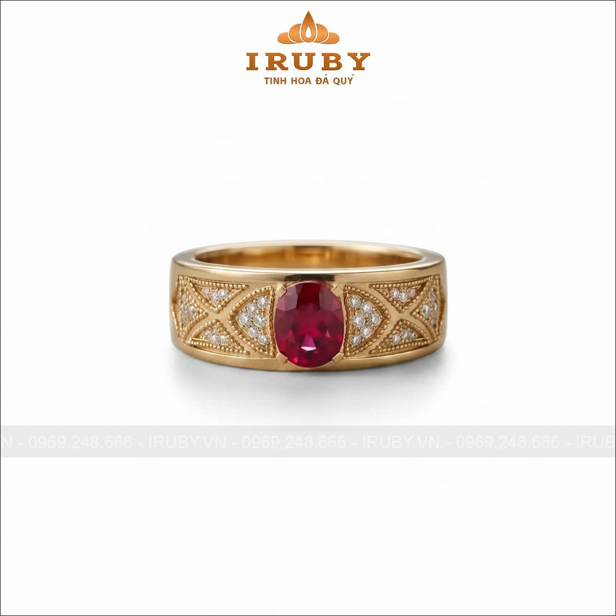 Nhẫn nam đá Spinel đỏ hiện đại – Spinel ring men – IRNA42