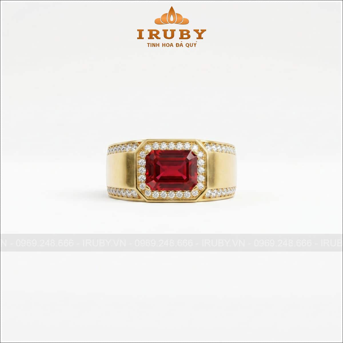 Nhẫn nam đá Spinel đỏ – Men’s Spinel Ring – IRNA23