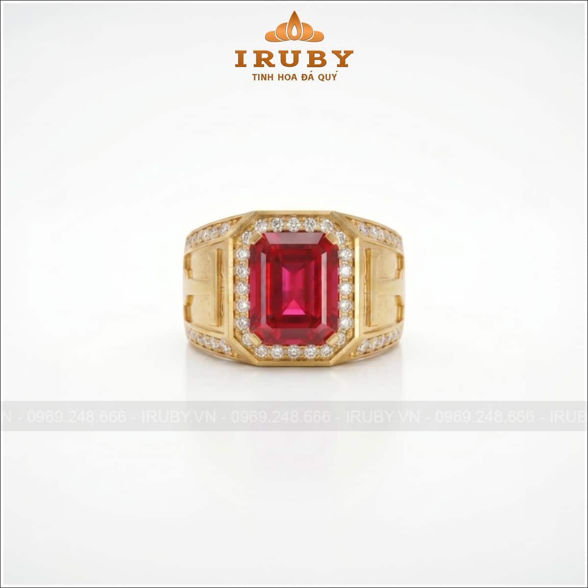 Nhẫn nam đá Spinel đỏ – Men’s Spinel Ring – IRNA24
