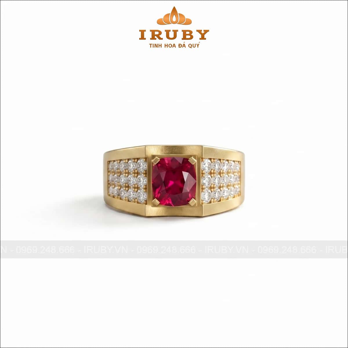 Nhẫn nam đá Spinel đỏ – Red Spinel ring men’s – IRNA44