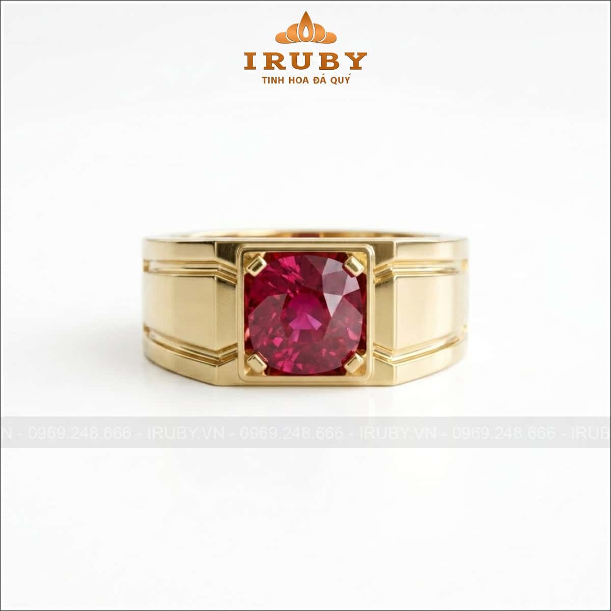 Nhẫn nam Ruby đỏ vàng 18k – Ruby ring men’s – IRNA33