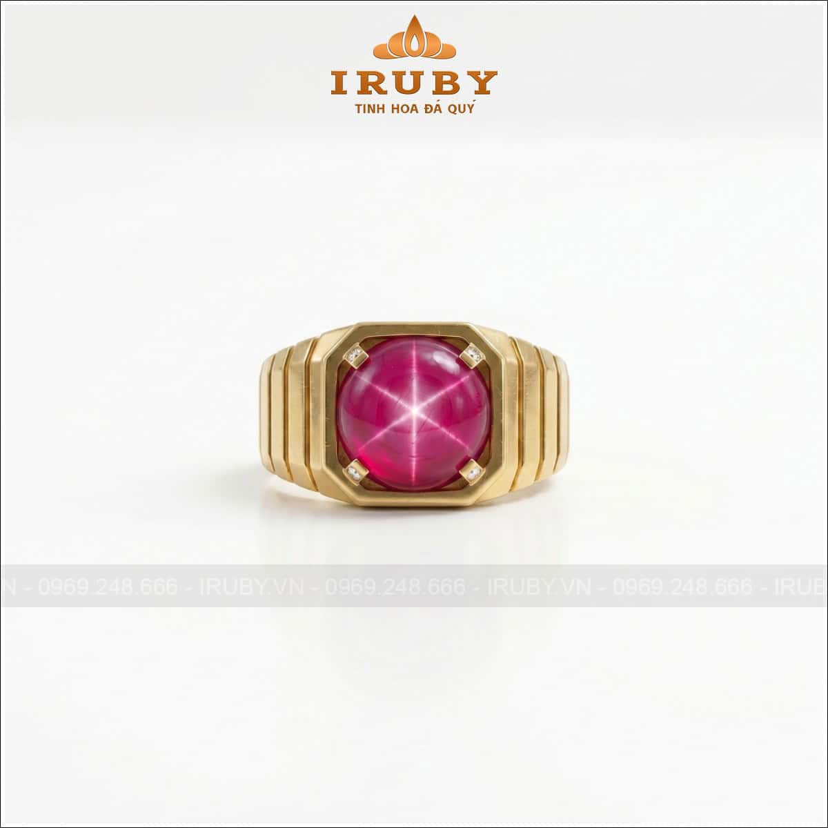Nhẫn nam Ruby sao – Star Ruby ring men’s – IRNA14