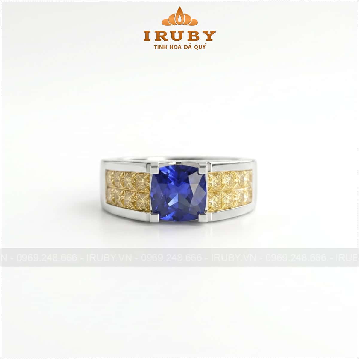 Nhẫn nam Sapphire xanh- Sapphire blue ring men’s – IRNA43