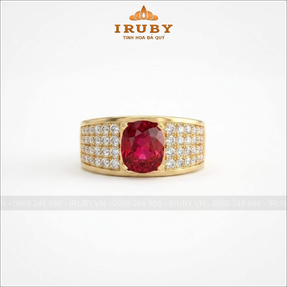 Nhẫn nam Spinel đỏ full kim – Spinel ring men’s – IRNA34