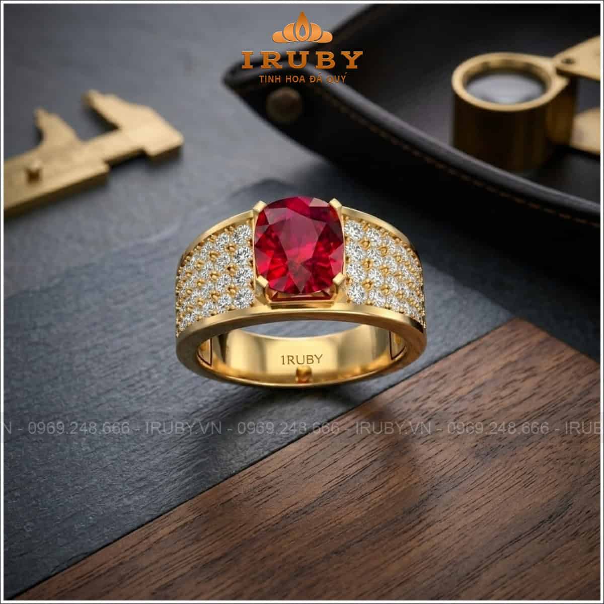 Nhẫn nam Spinel đỏ full kim - Spinel ring men's - IRNA34 ảnh 2