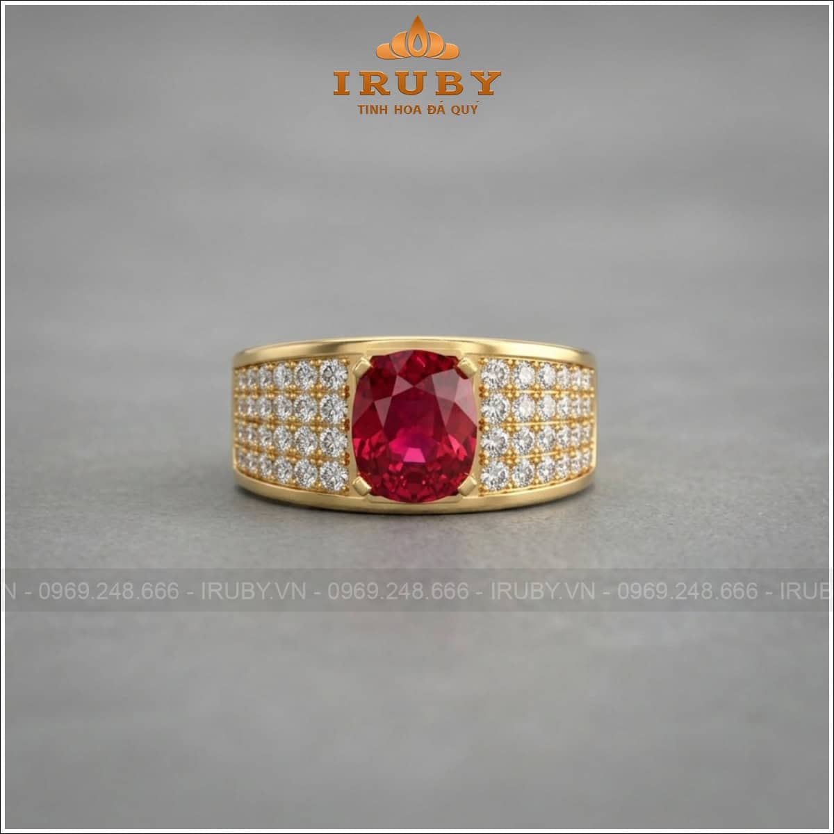 Nhẫn nam Spinel đỏ full kim - Spinel ring men's - IRNA34 ảnh 5