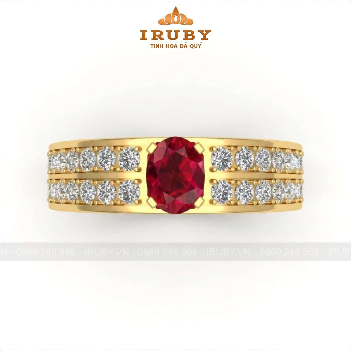 Nhẫn nam Spinel đỏ – Spinel ring man oval shape – IRNA37