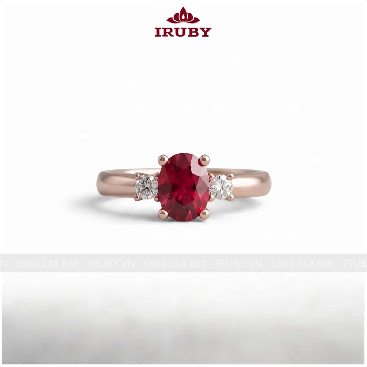 Nhẫn nữ đá Garnet đỏ – Garnet ring oval shape – IRNU96