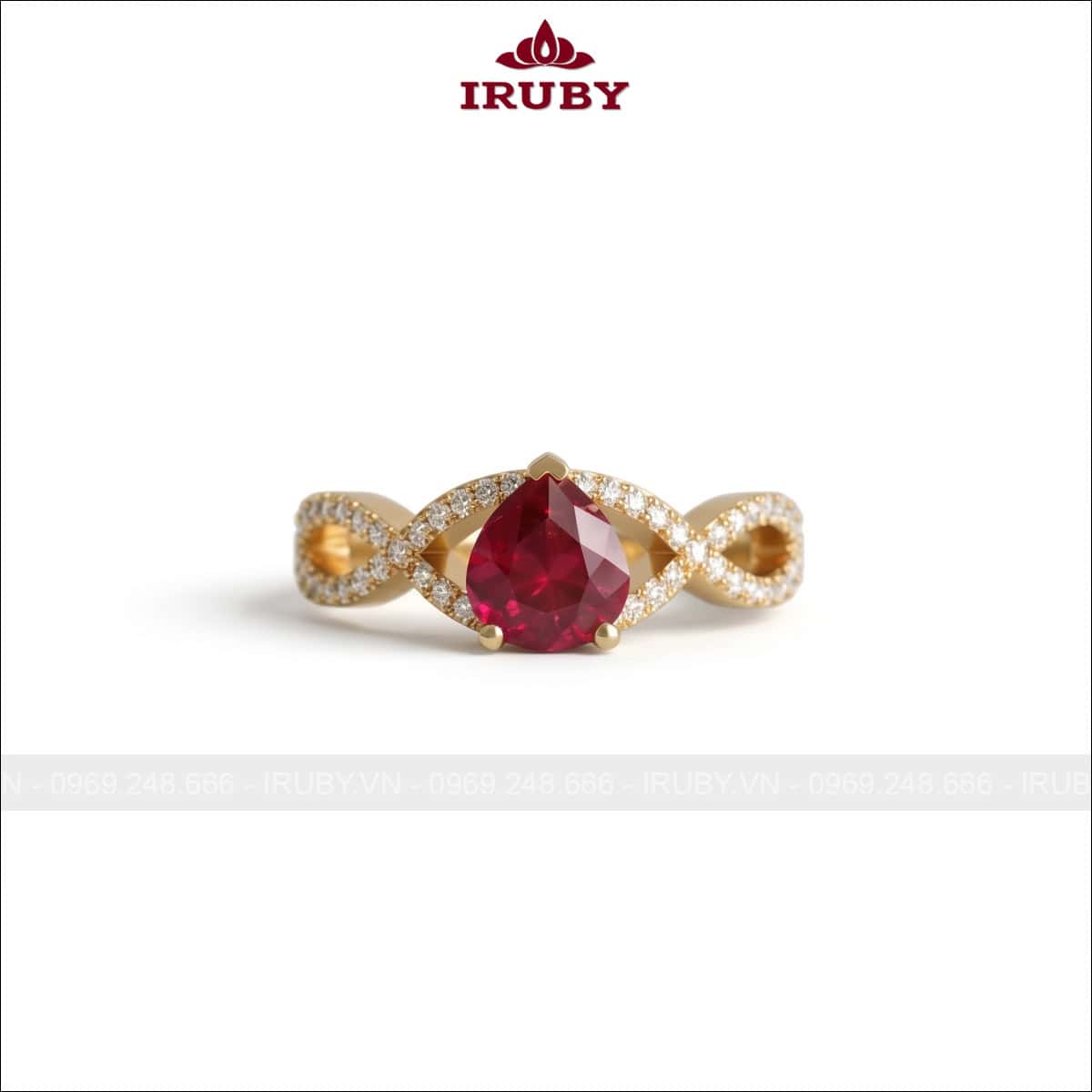 Nhẫn nữ Garnet đỏ – Garnet ring oval shape – IRNU99