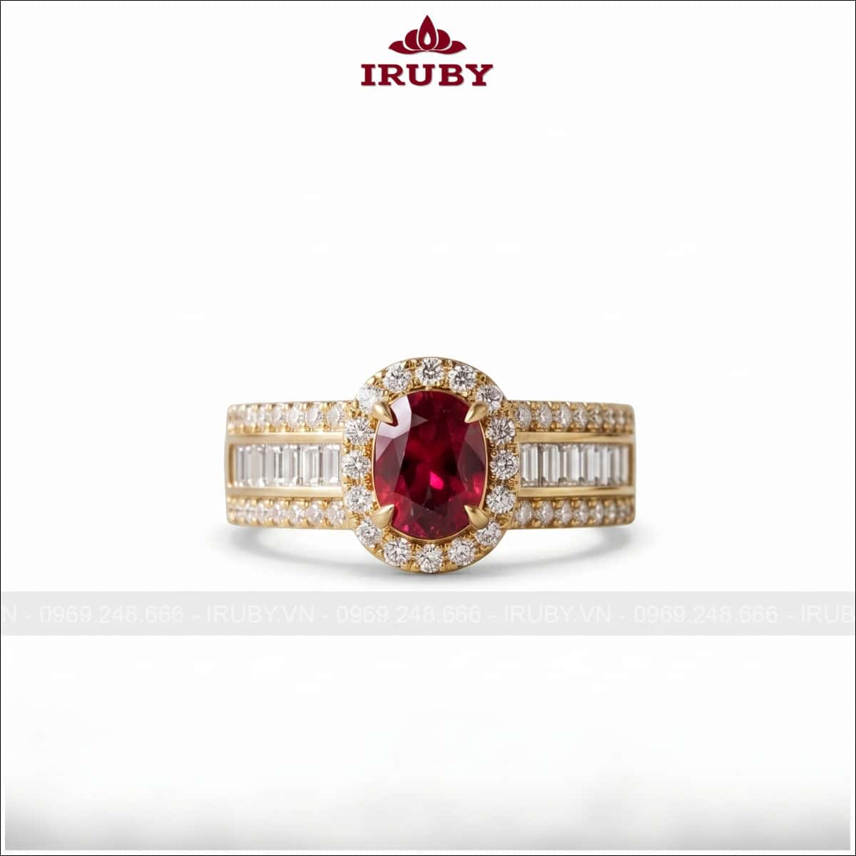 Nhẫn nữ Spinel đỏ – Red Spinel ring cushion shape – IRNU95