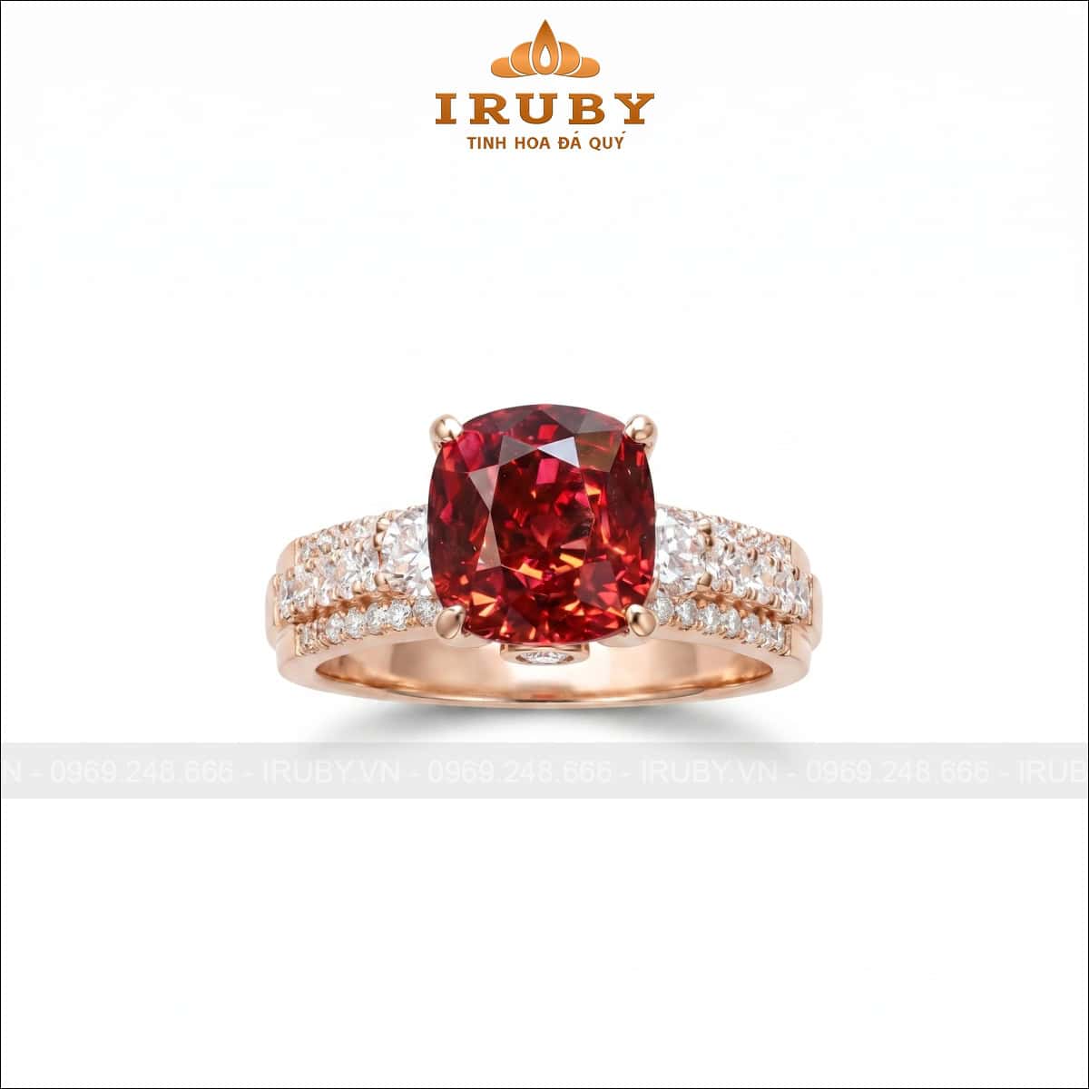 Nhẫn nữ Spinel – Vietnam Red Spinel Eye Clean – Lục Yên tự nhiên 100% 4,86ct – IRNU2605486