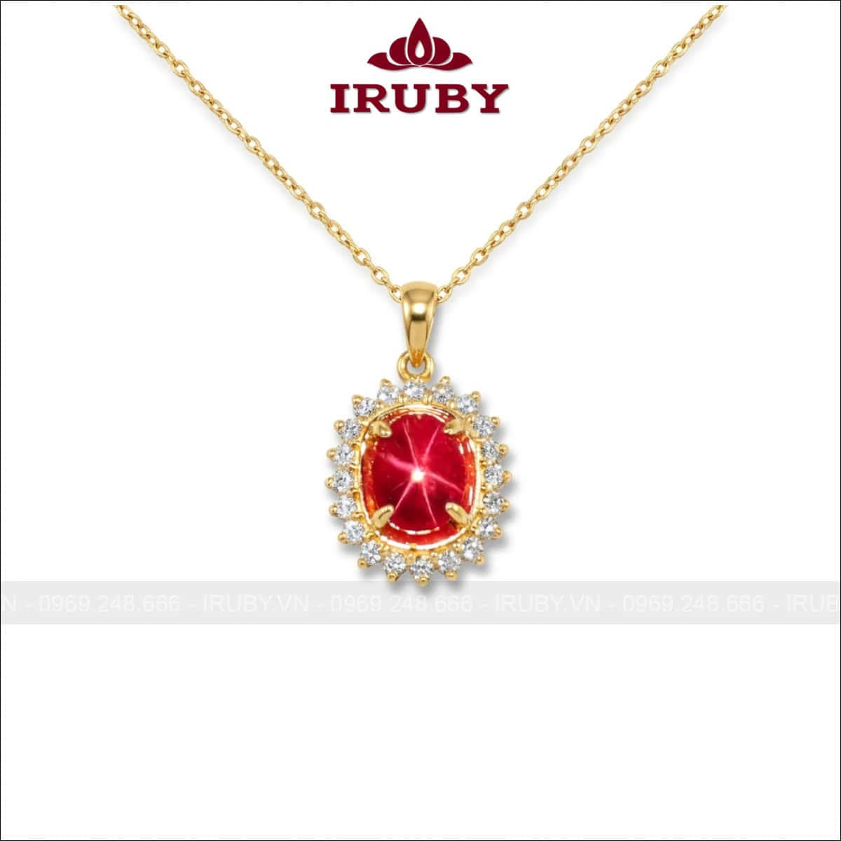 Mặt dây chuyền Ruby sao cabochon vàng 18k – IRMD 100726