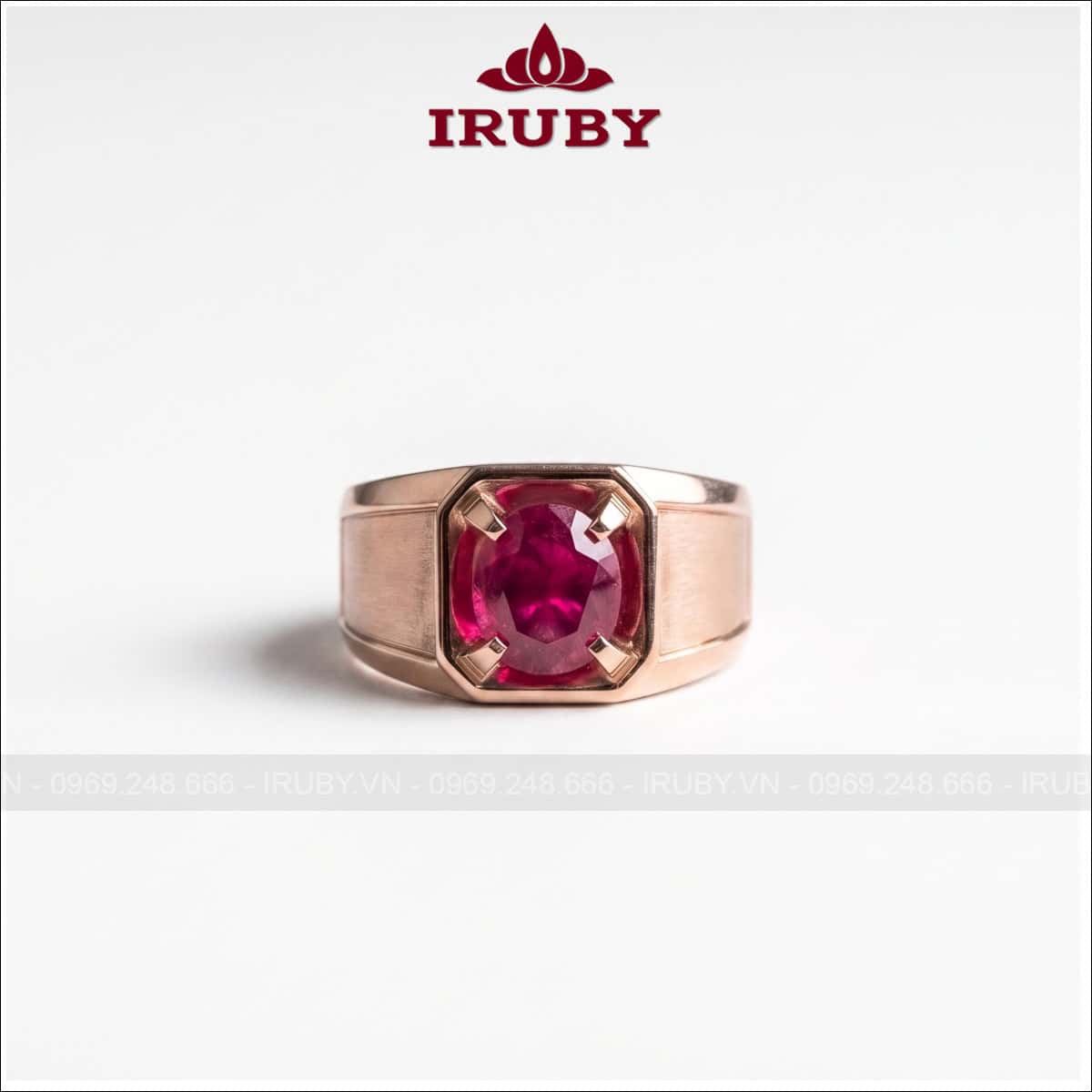 Nhẫn nam đá Ruby đỏ vàng hồng – Ruby ring men’s rose goId – RNA62