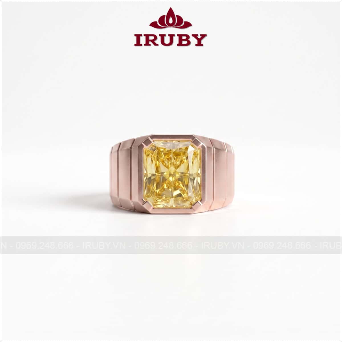 Nhẫn nam đá Sapphire vàng – Yellow Sapphire Ring Men’s – IRNA61