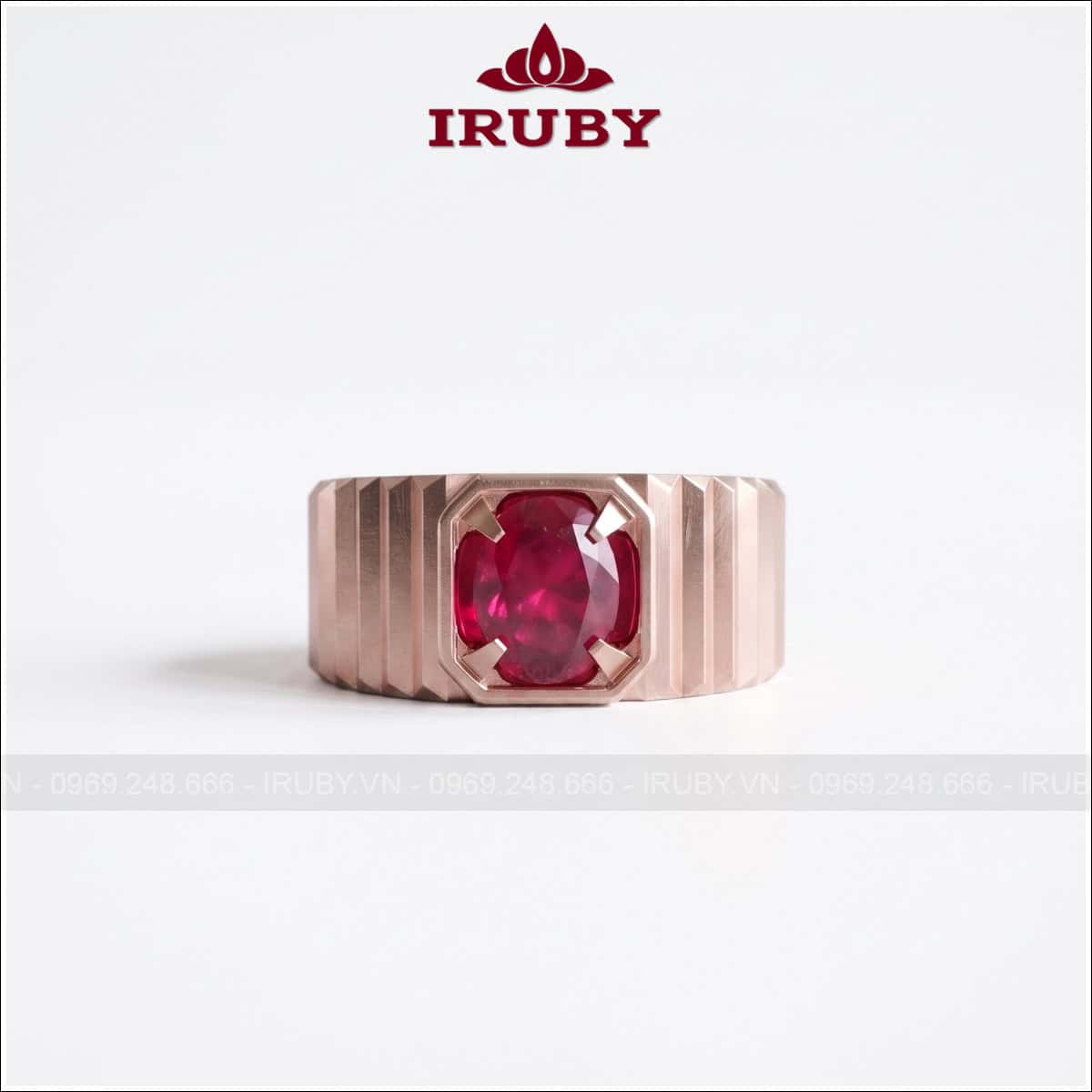 Nhẫn nam đá Spinel dáng oval – Ruby ring men’s oval shape – IRNA63