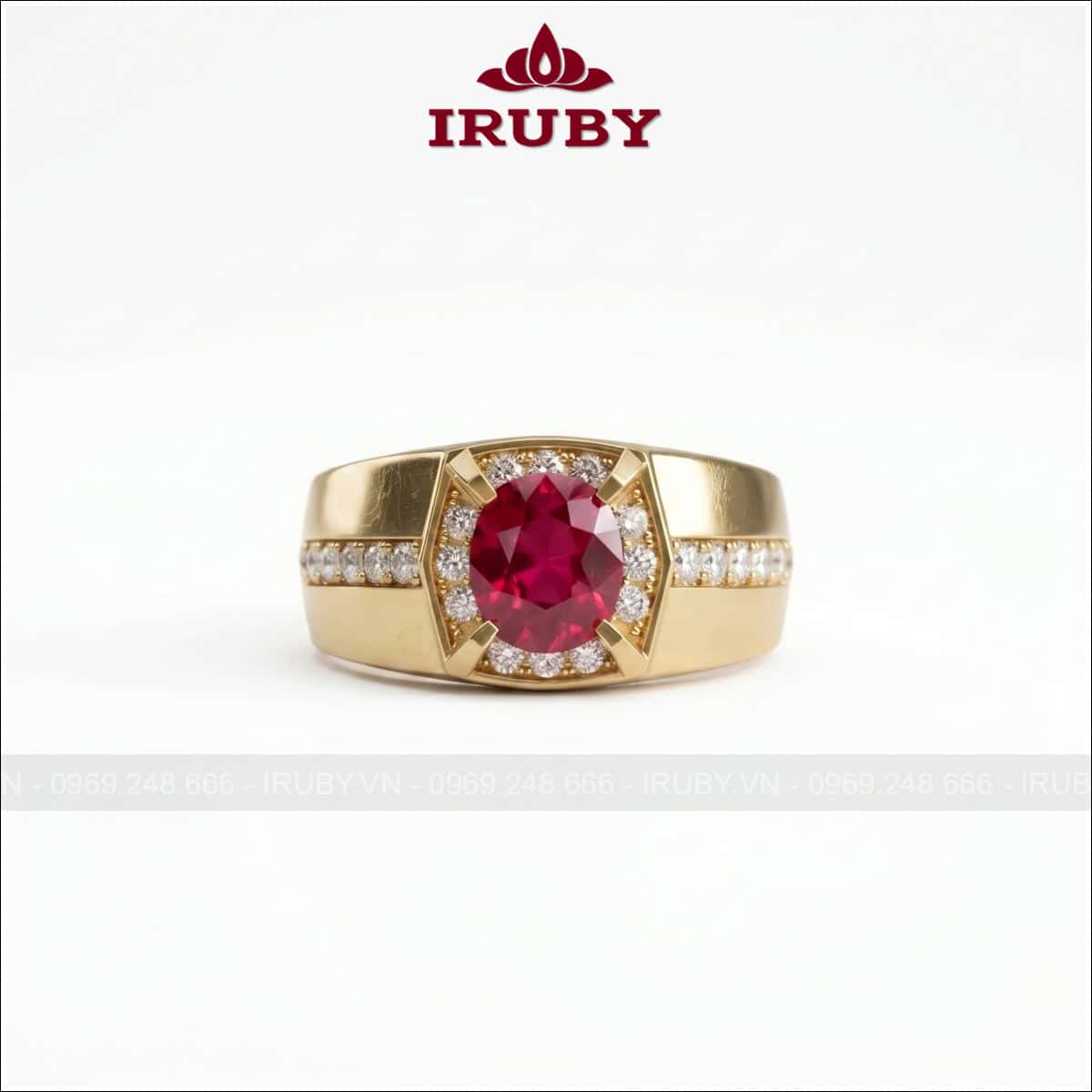 Nhẫn nam Ruby khối cushion – Ruby ring men’s – IRNA59