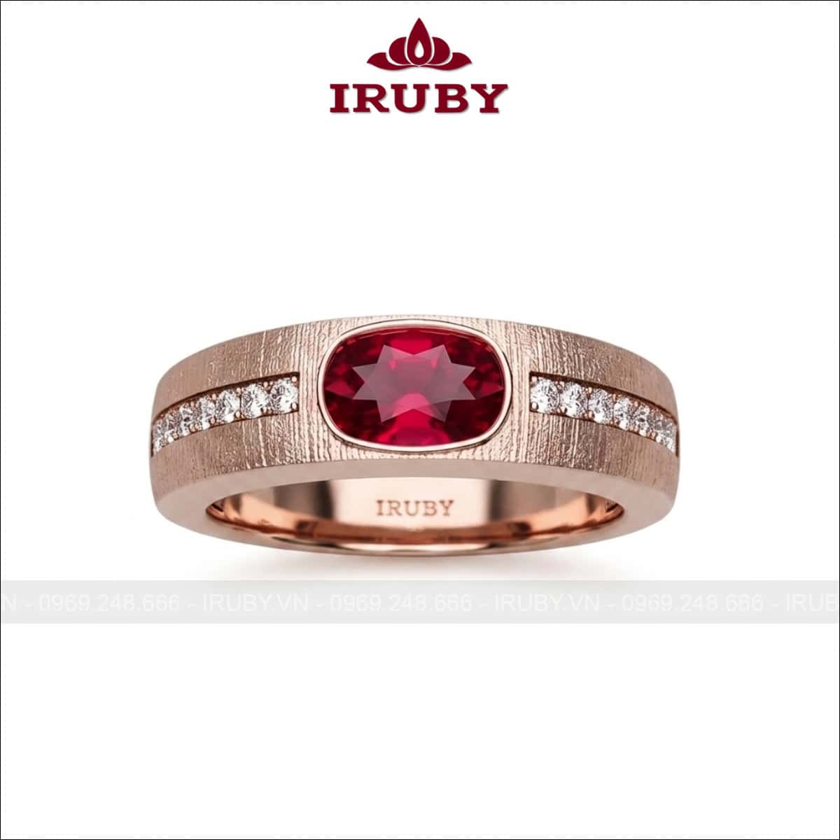 hẫn nữ đá Ruby hiện đại – Ring Ruby cushion shape – IRNU119