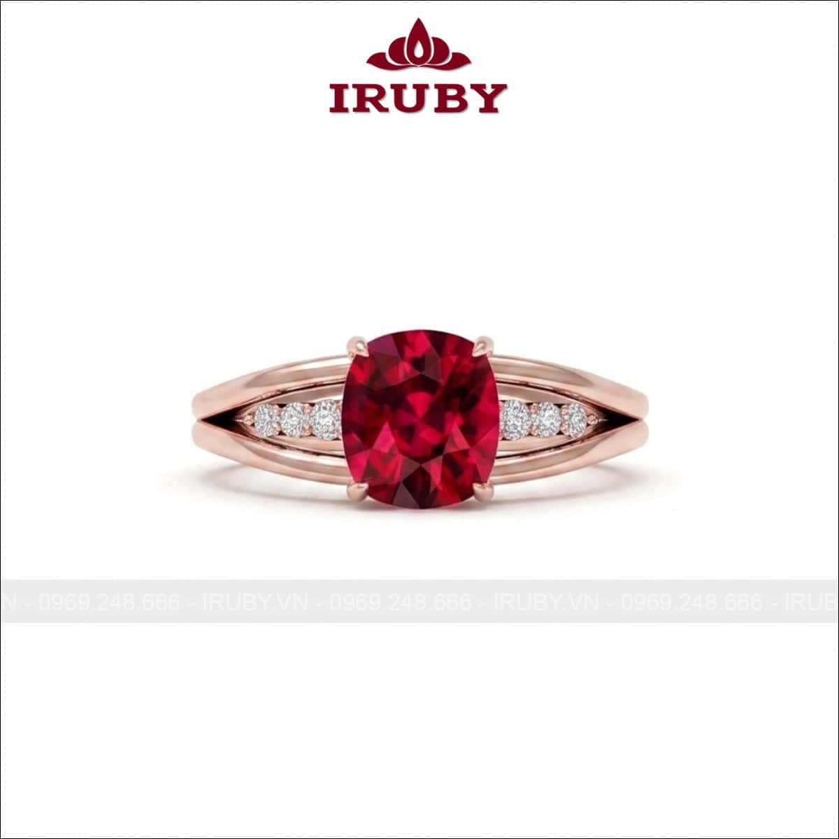 Nhẫn nữ đá Ruby hiện đại – Ring Ruby oval shape – IRNU120