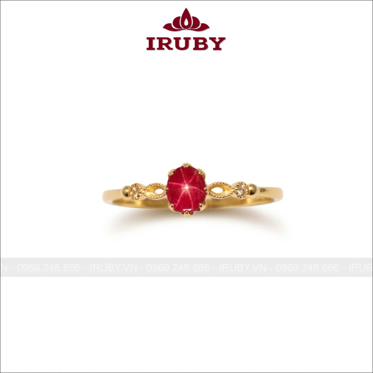Nhẫn nữ đá Ruby sao vàng 18k – IRNU100726