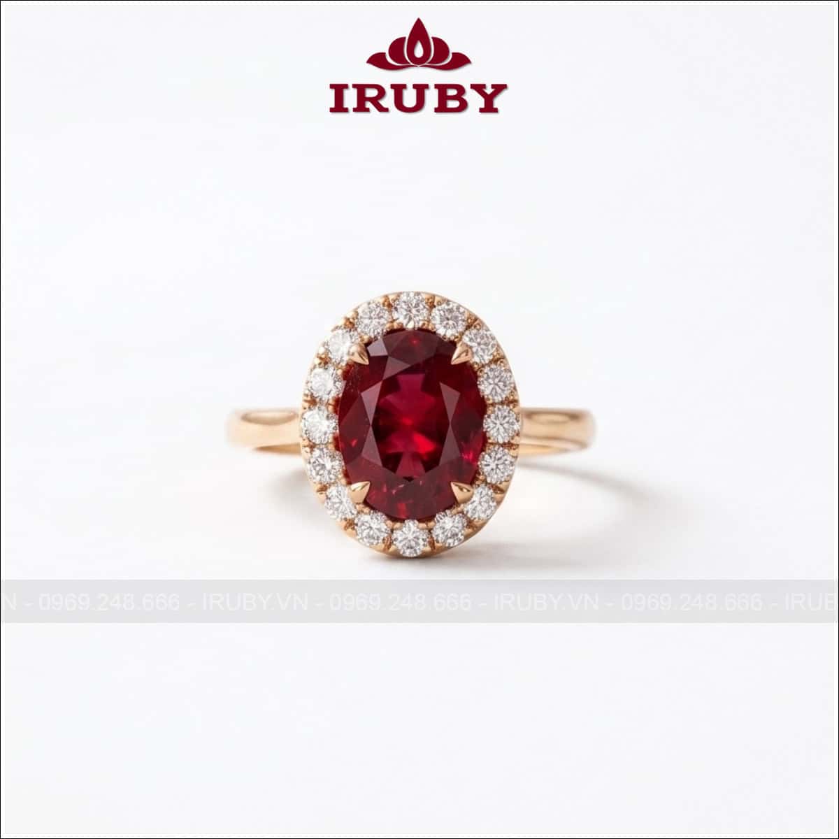 Nhẫn nữ đá Spinel đỏ – Spinel ring oval shape – IRNU109