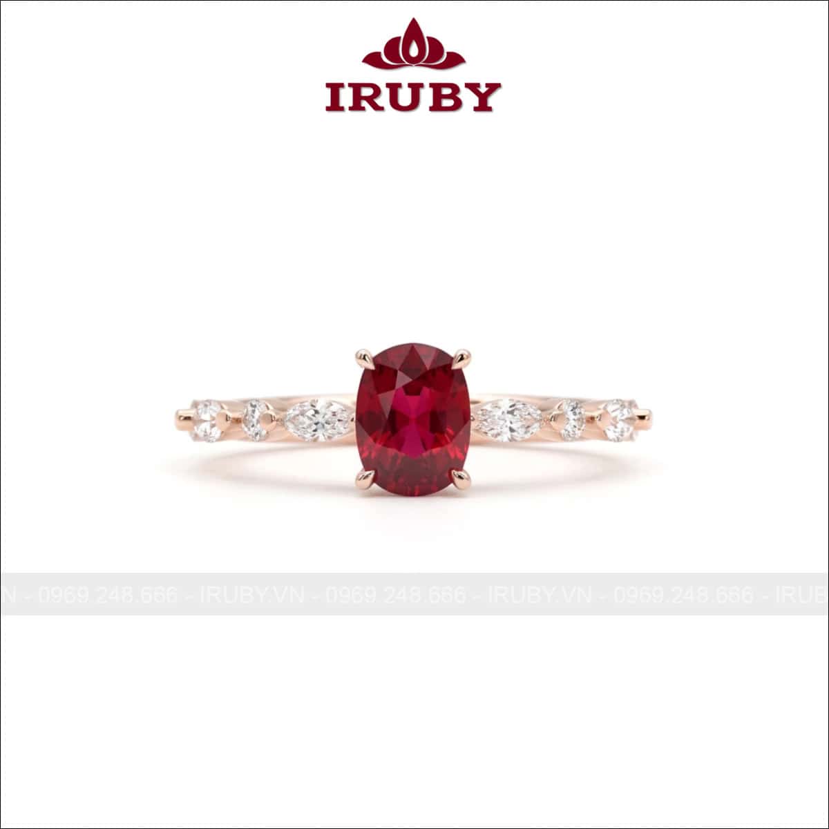 Nhẫn nữ đá Spinel – Red Spinel oval shape – IRNU101