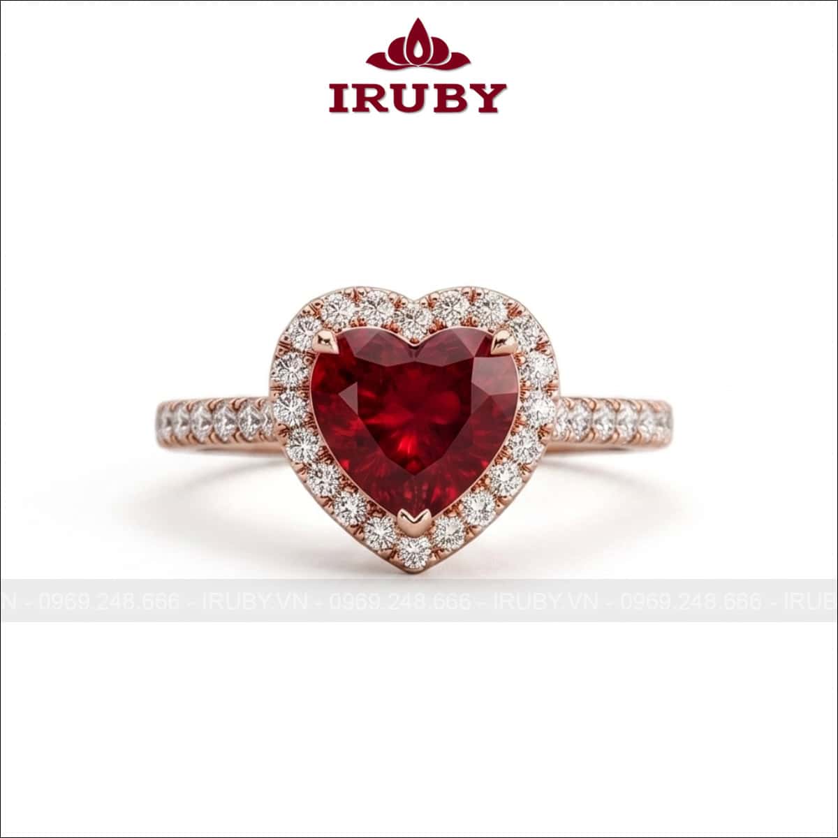 Nhẫn nữ Garnet trái tim – Garnet ring – IRNU113