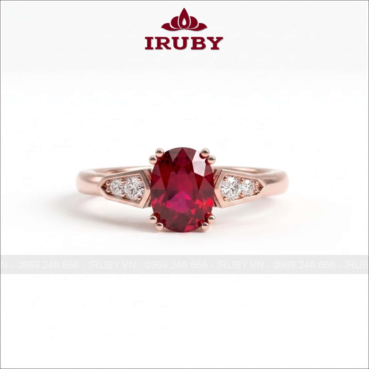 Nhẫn nữ Spinel đỏ – Spinel ring oval shape – IRNU105