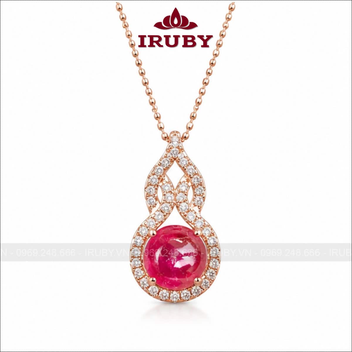 Mặt dây chuyền đá Ruby vàng hồng – Ruby Pendant rose gold – IRMD 42