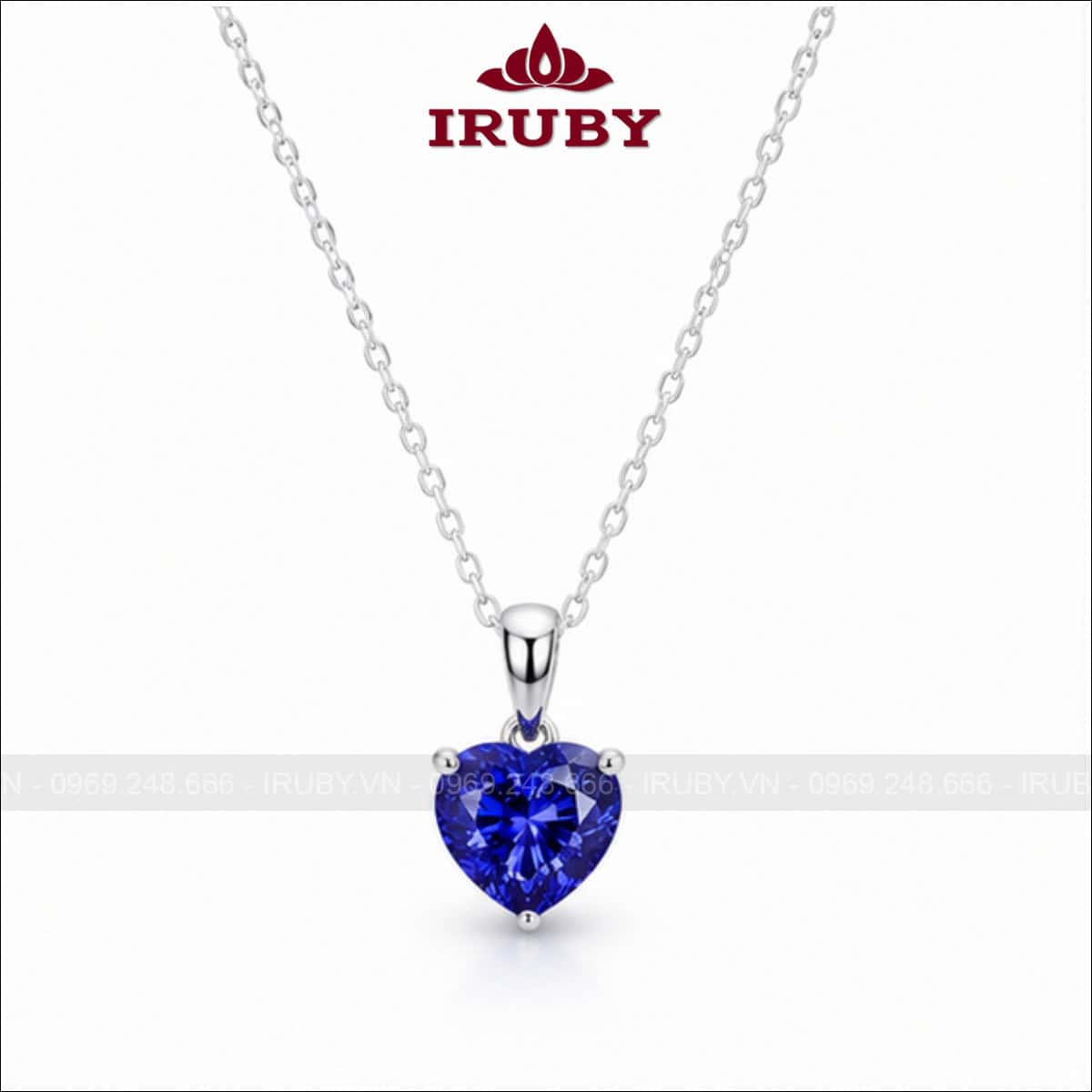 Mặt dây chuyền đá Sapphire trái tim vàng trắng – IRMD43