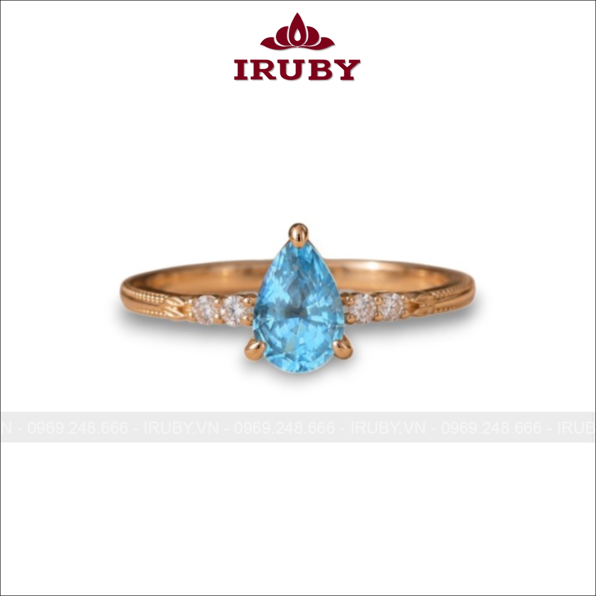 Nhẫn nữ Aquamarine xanh biển hình giọt nước 1,9ct – IRQA 268828519