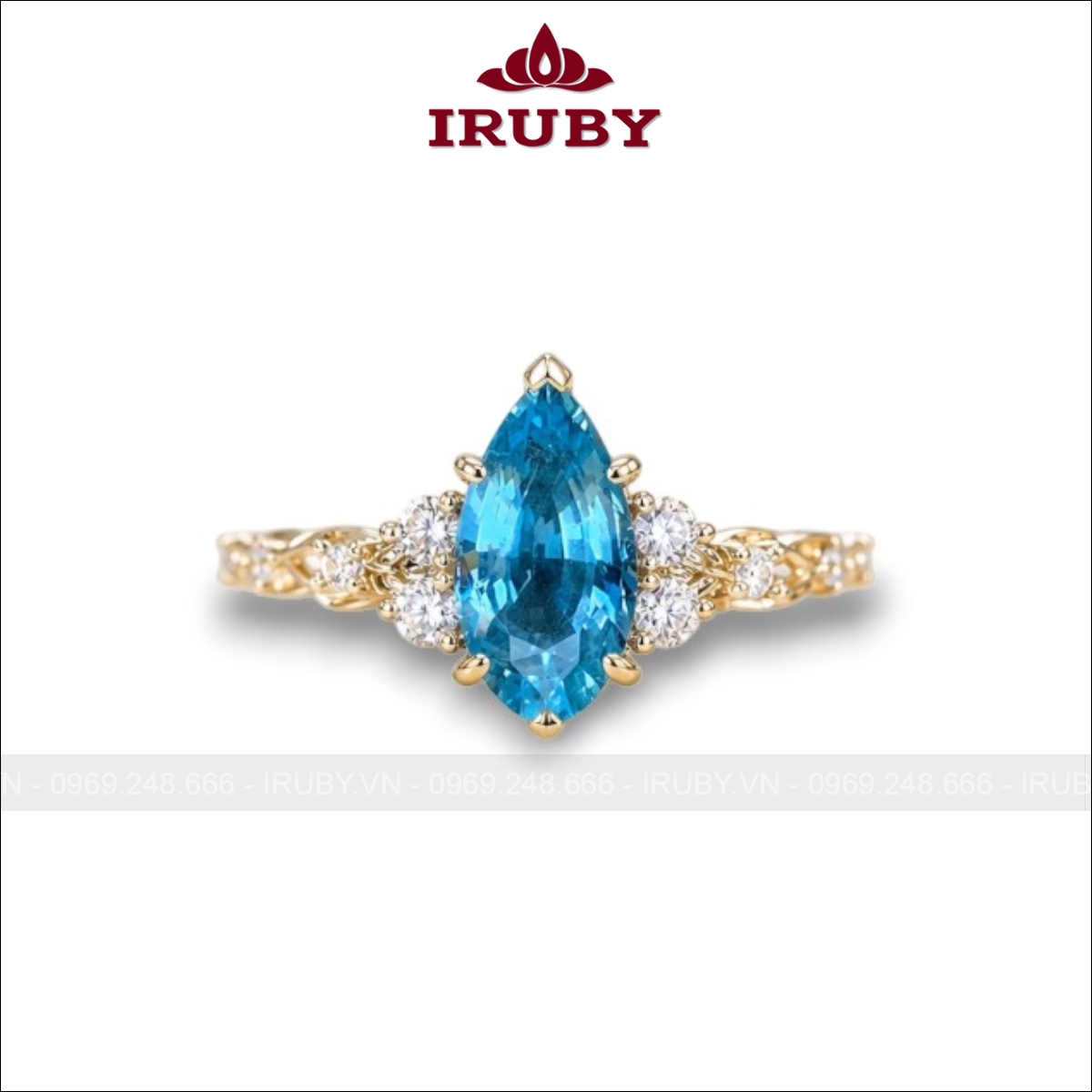 Nhẫn nữ Aquamarine xanh biển khối giọt nước 2,73ct – IRAQ 268841273