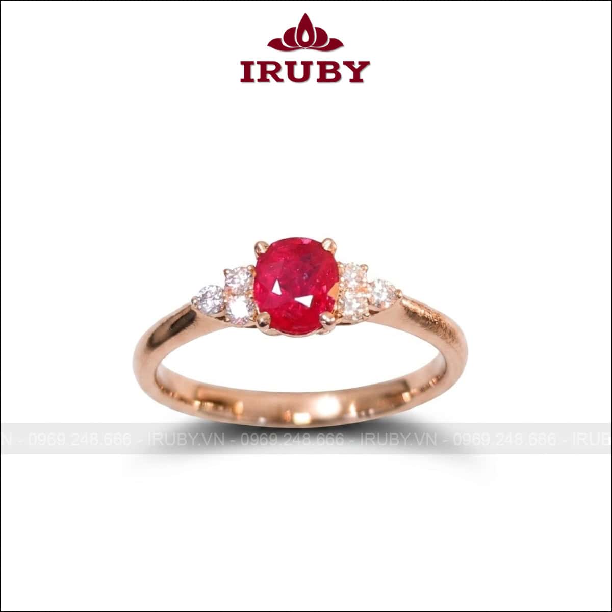 Nhẫn nữ đá Ruby facet huyết kính vàng vàng – IRRF 261708