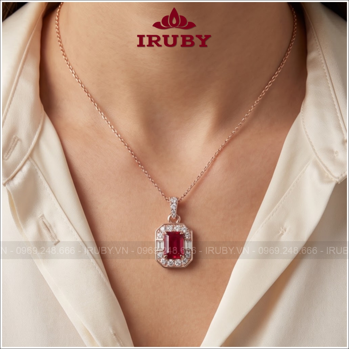 Mặt dây chuyền đá Garnet đỏ – Red Garnet Pendant – IRMD49
