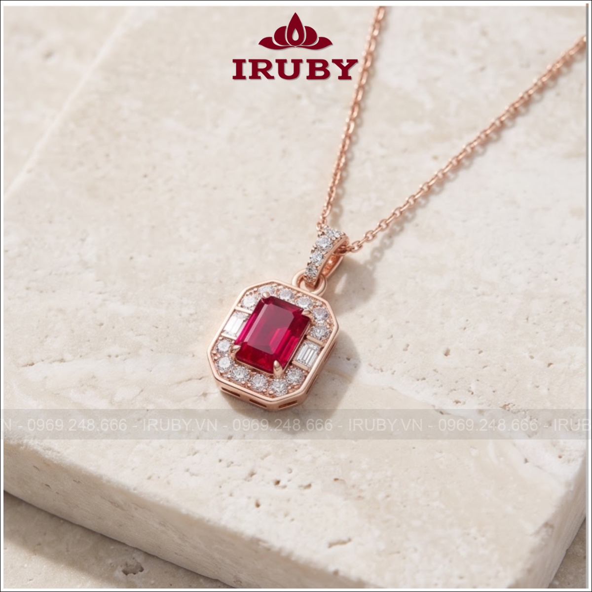 Mặt dây chuyền đá Garnet đỏ – Red Garnet Pendant – IRMD49 ảnh 4
