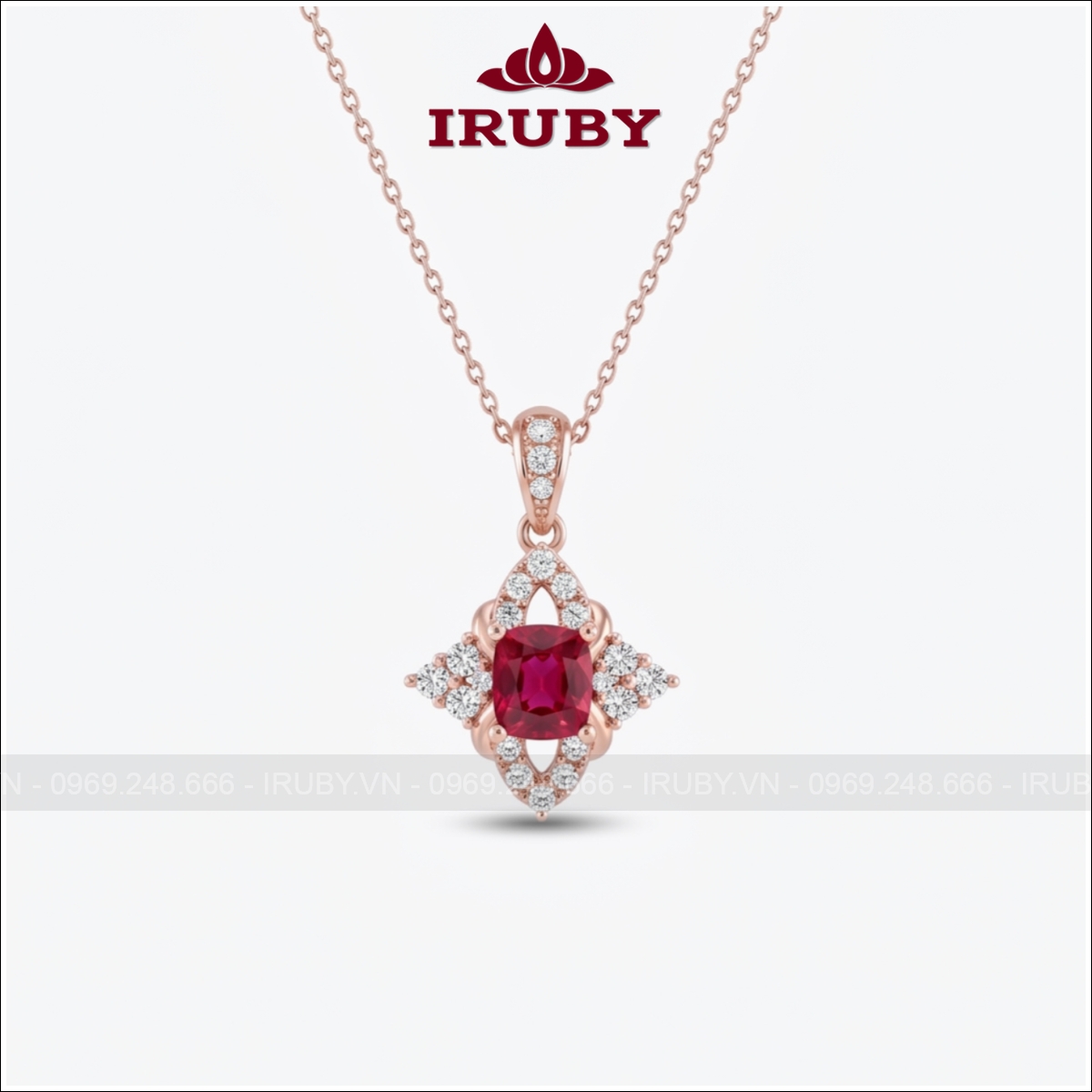 Mặt dây chuyền Garnet đỏ vàng hồng – Red Garnet Pendant – IRMD55