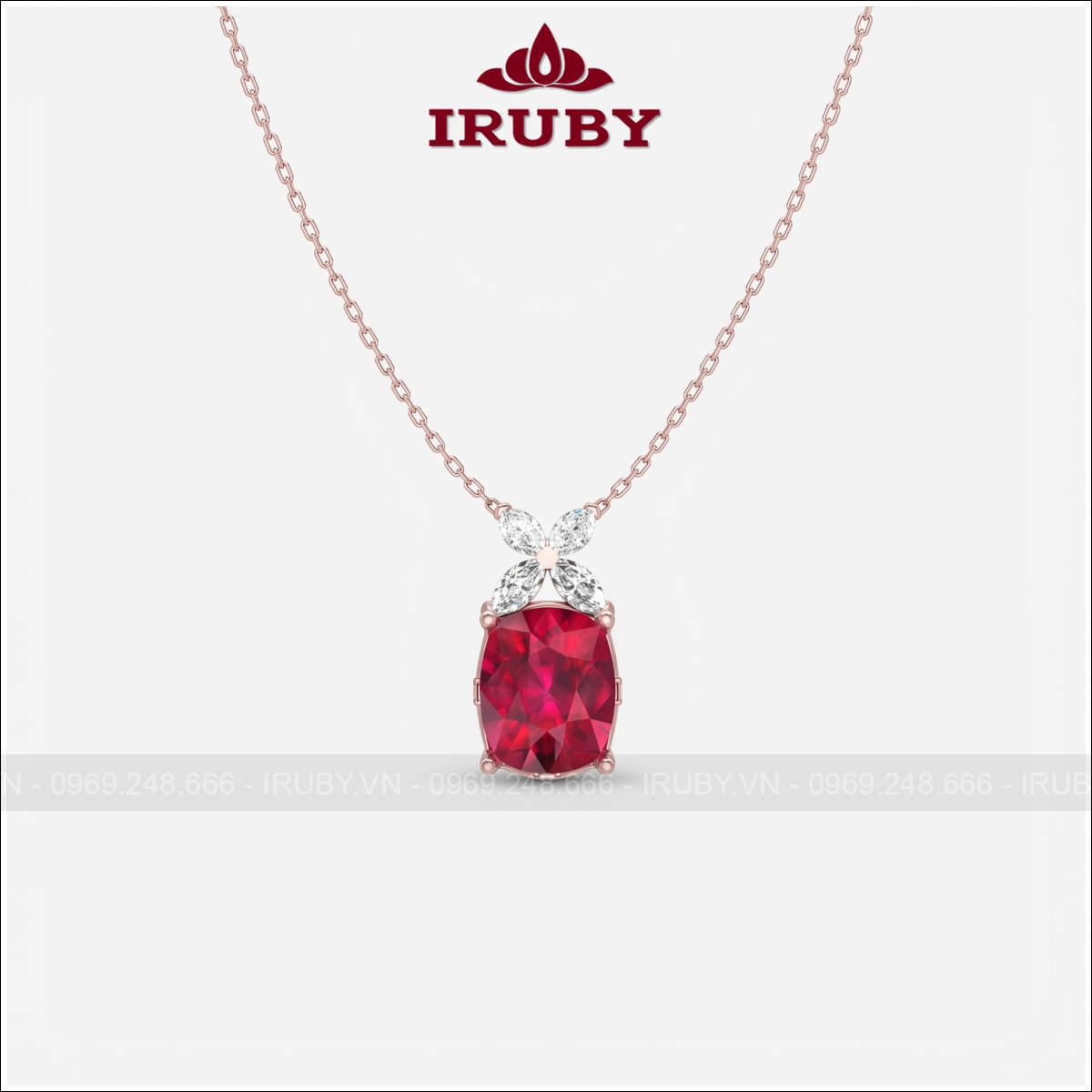 Mặt dây chuyền Ruby cánh hoa – Ruby Blossom Pendant – IRMD44