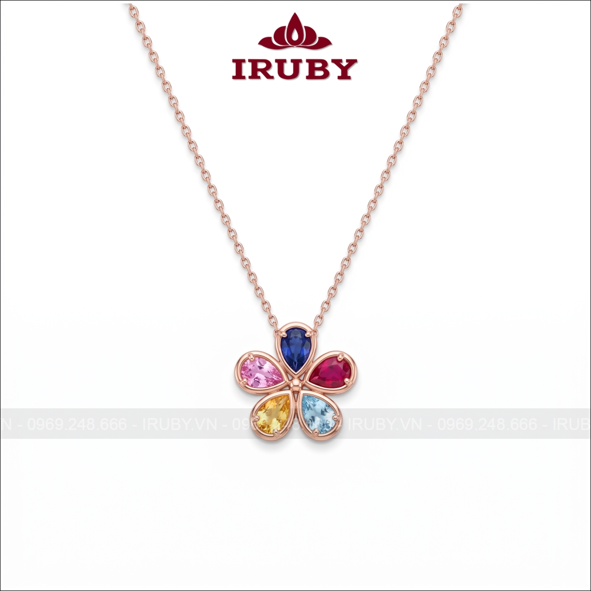 Mặt dây chuyền Sapphire ngũ sắc – Sapphire Pendant – IRMD48